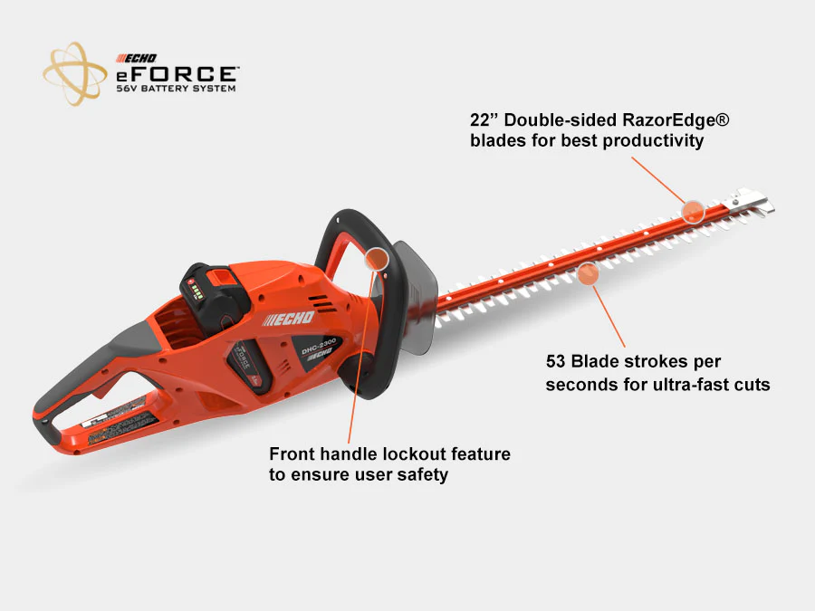Echo DHC-2300 56V Double-Sided Hedge Trimmer with 2.5AH Battery & Charger - Zehr's Sales & Manufacturing