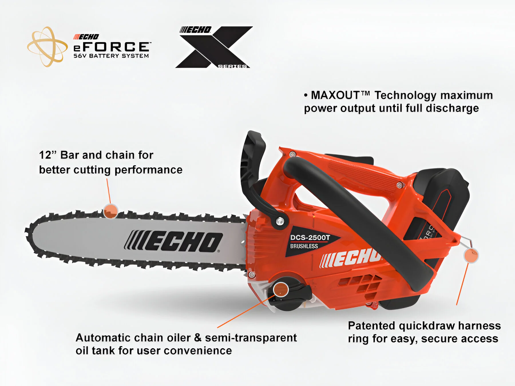 Echo DCS-2500T 56V Top Handle Chainsaw with 2.5AH Battery & Charger - Zehr's Sales & Manufacturing