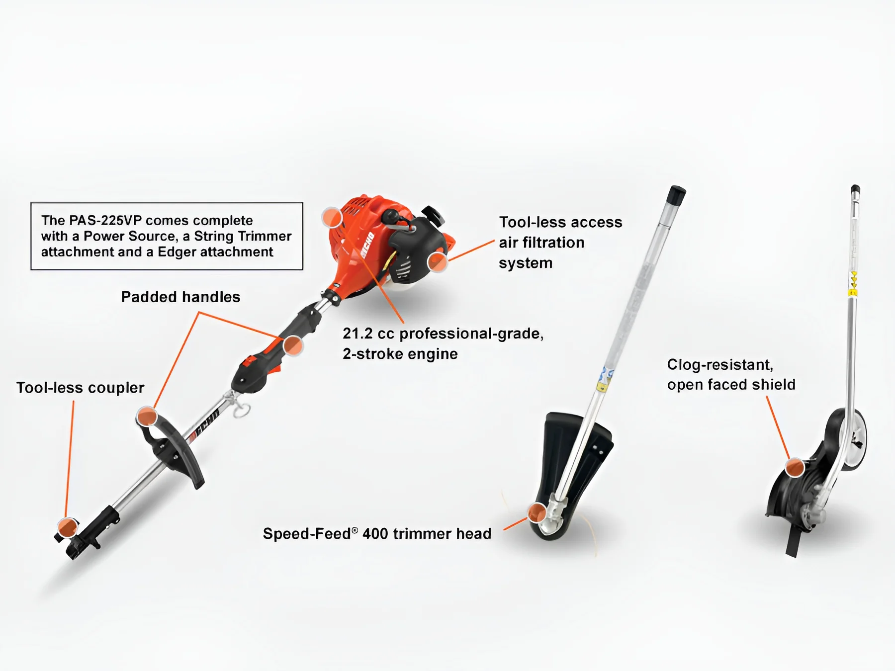 ECHO PAS-225VP Split Boom Combo Unit 21.2cc Engine - Zehr's Sales & Manufacturing
